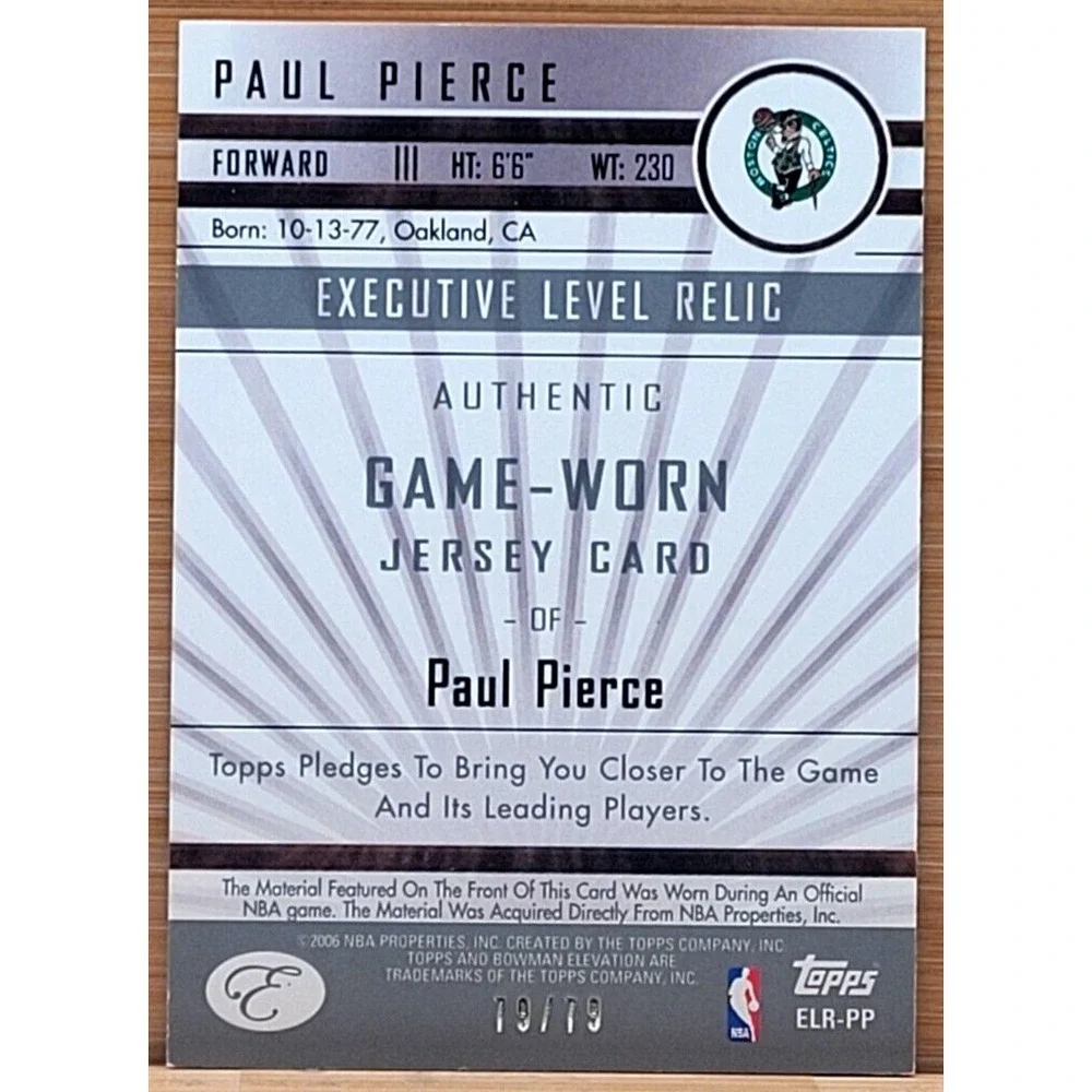 2006-07 BOWMAN ELEVATION PAUL PIERCE GAME‎ USED JERSEY #D/79 BLUE EXECUTIVE